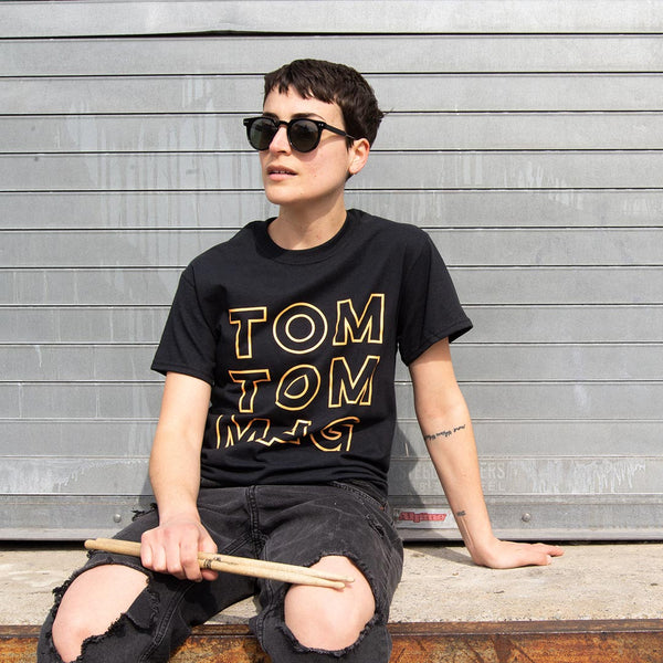 Tom Tom Old School Knockout T-Shirt - Peach on Black