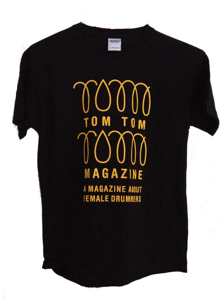 Tom Tom Magazine T-Shirt Navy Blue with Light Blue Print - Drummers | Music | Feminism: Shop Tom Tom