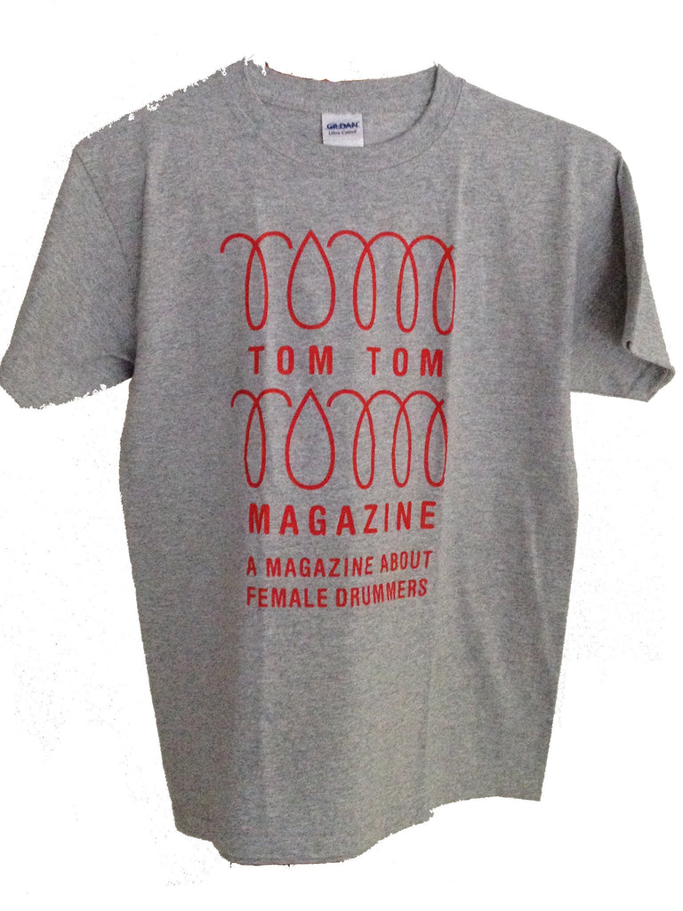 Tom Tom Magazine T-Shirt Grey with Red Print - Drummers | Music | Feminism: Shop Tom Tom